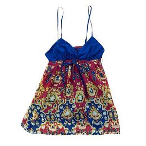 Rampage Y2K Babydoll Camisole Top Womens Medium Blue Festival Boho Hippie Gypsy